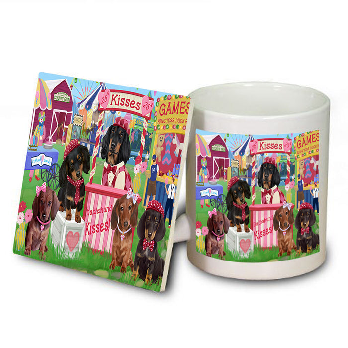 Carnival Kissing Booth Dachshunds Dog Mug and Coaster Set MUC55778