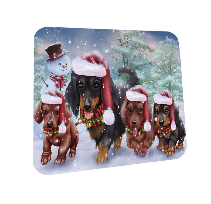 Christmas Running Family Dogs Dachshunds Dog Coasters Set of 4 CST54178