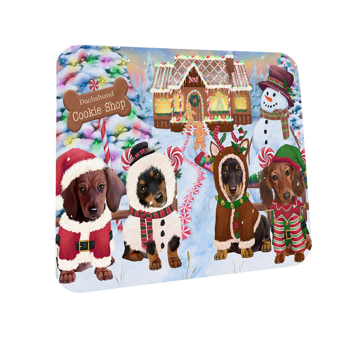 Holiday Gingerbread Cookie Shop Dachshunds Dog Coasters Set of 4 CST56070