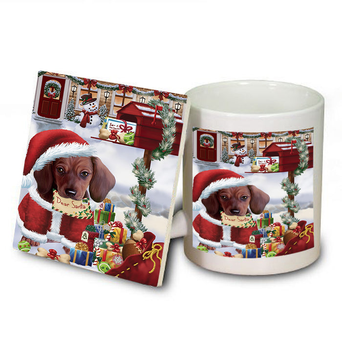Dachshund Dog Dear Santa Letter Christmas Holiday Mailbox Mug and Coaster Set MUC53889