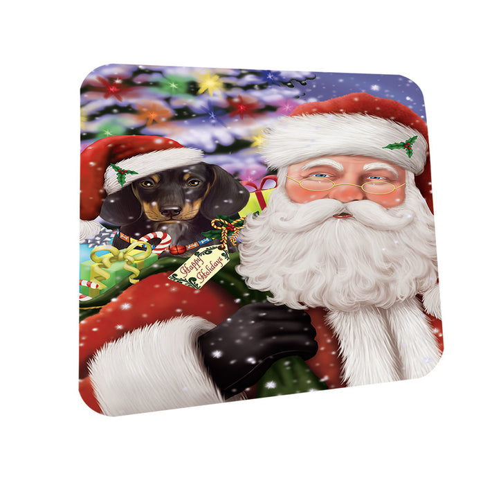 Santa Carrying Dachshund Dog and Christmas Presents Coasters Set of 4 CST53944