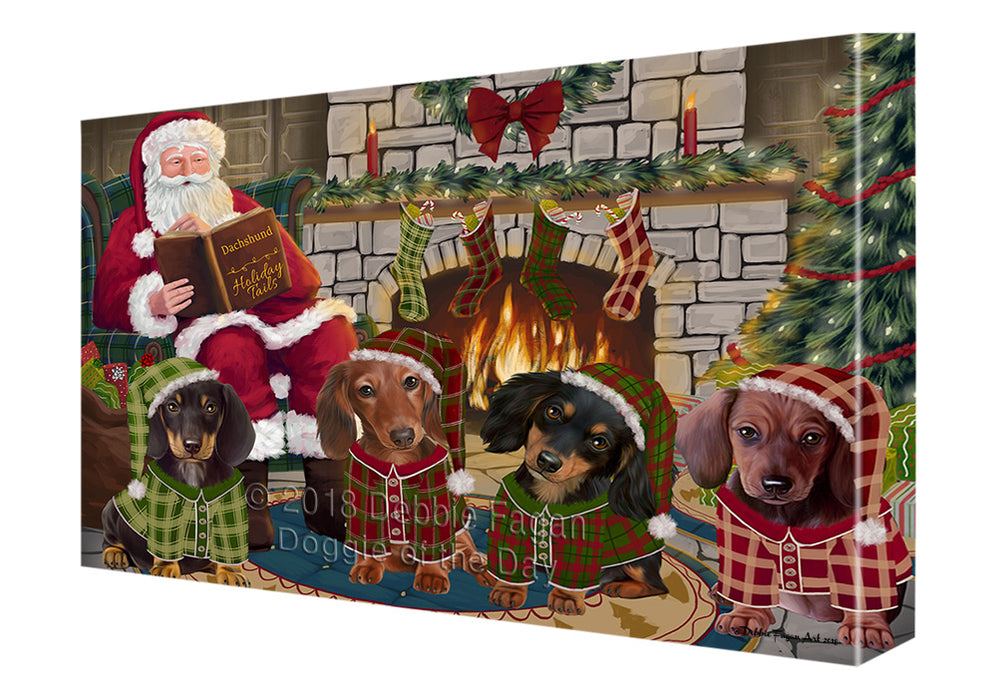 Christmas Cozy Holiday Tails Dachshunds Dog Canvas Print Wall Art Décor CVS116018