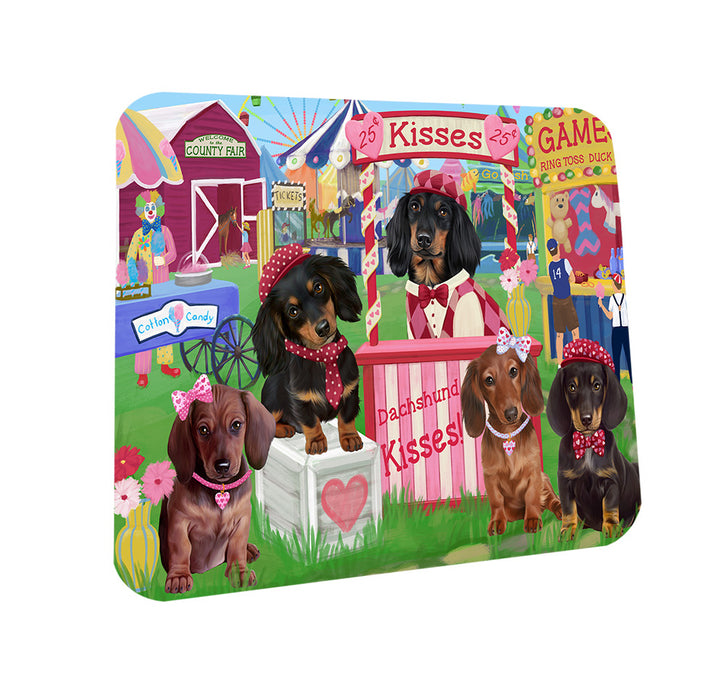 Carnival Kissing Booth Dachshunds Dog Coasters Set of 4 CST55744