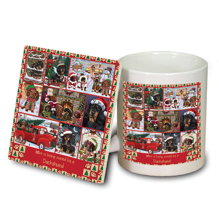 Love is Being Owned Christmas Dachshund Dogs Mug and Coaster Set MUC57213
