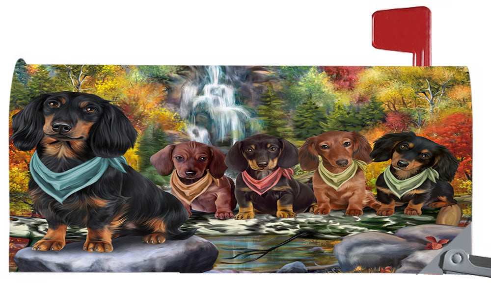 Scenic Waterfall Dachshund Dogs Magnetic Mailbox Cover MBC48724