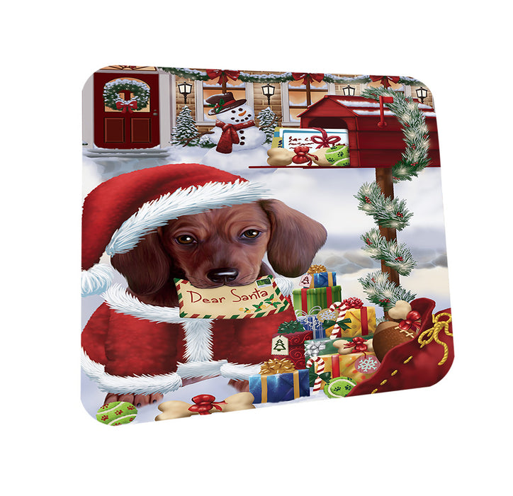 Dachshund Dog Dear Santa Letter Christmas Holiday Mailbox Coasters Set of 4 CST53855