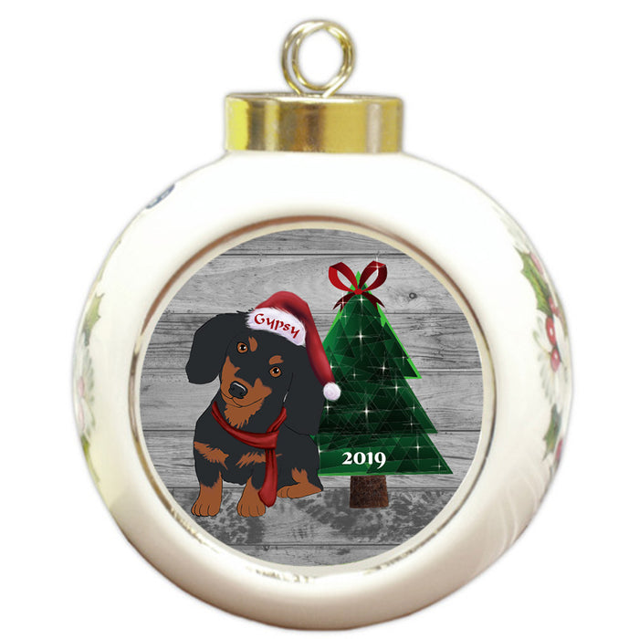 Custom Personalized Dachshund Dog Glassy Classy Christmas Round Ball Ornament