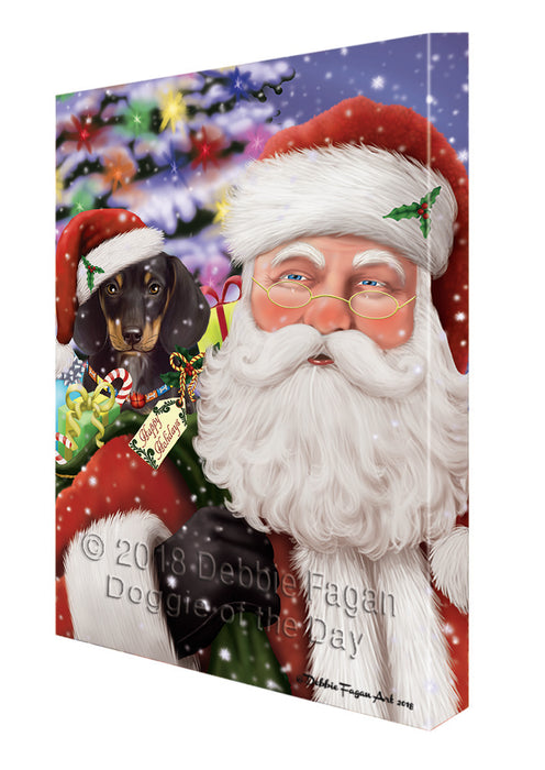 Santa Carrying Dachshund Dog and Christmas Presents Canvas Print Wall Art Décor CVS103724