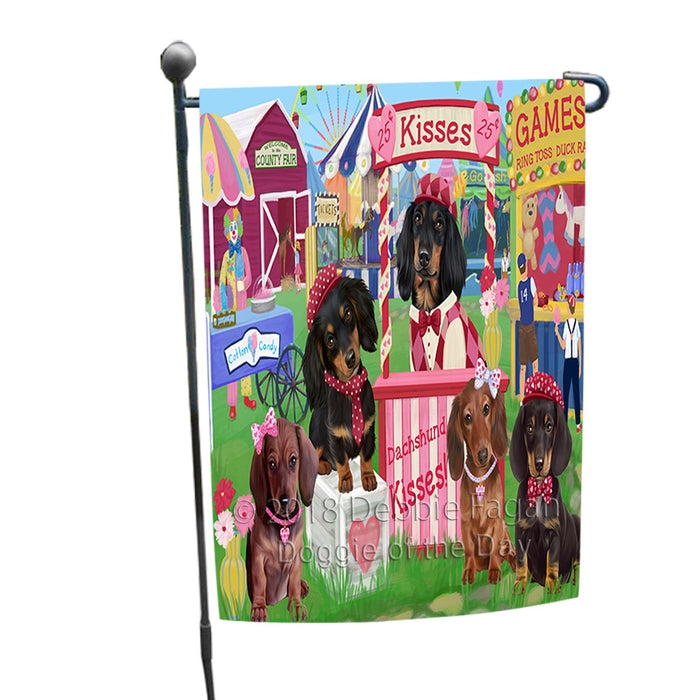 Carnival Kissing Booth Dachshunds Dog Garden Flag GFLG56334
