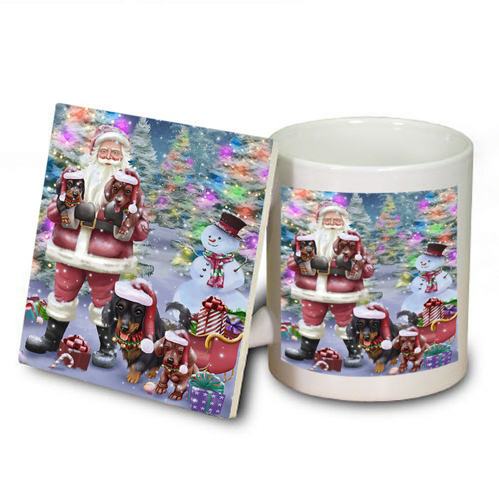 Trotting in the Snow Dachshund Dog Mug and Coaster Set MUC54564