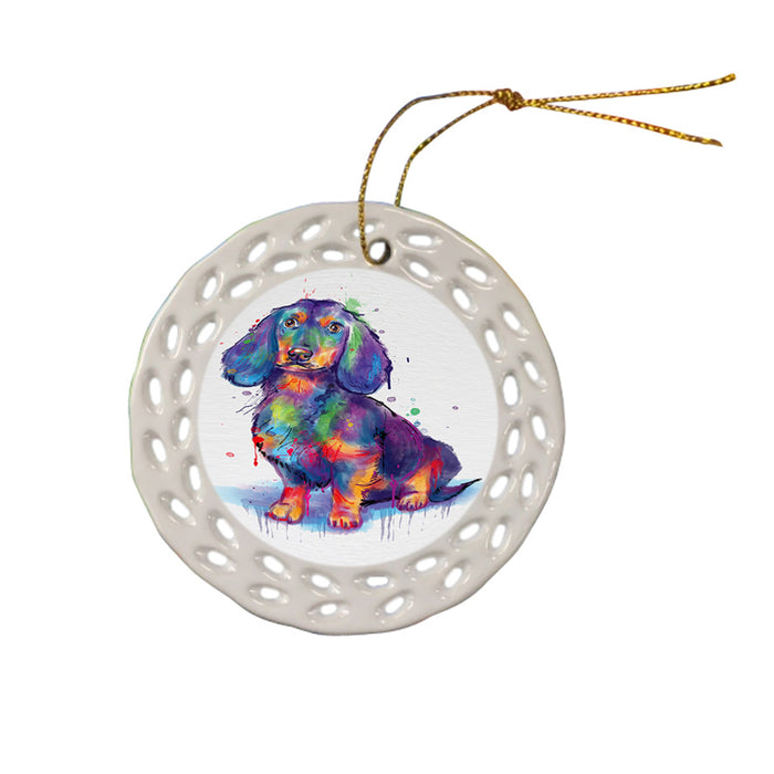 Watercolor Dachshund Dog Ceramic Doily Ornament DPOR57379