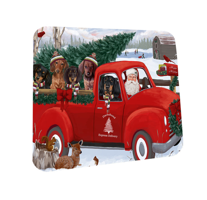 Christmas Santa Express Delivery Dachshunds Dog Family Coasters Set of 4 CST54990
