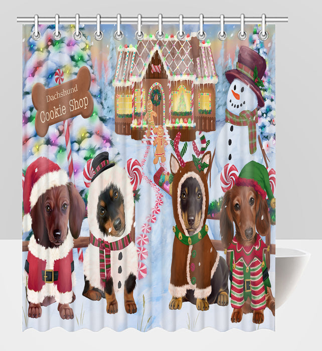 Holiday Gingerbread Cookie Dachshund Dogs Shower Curtain