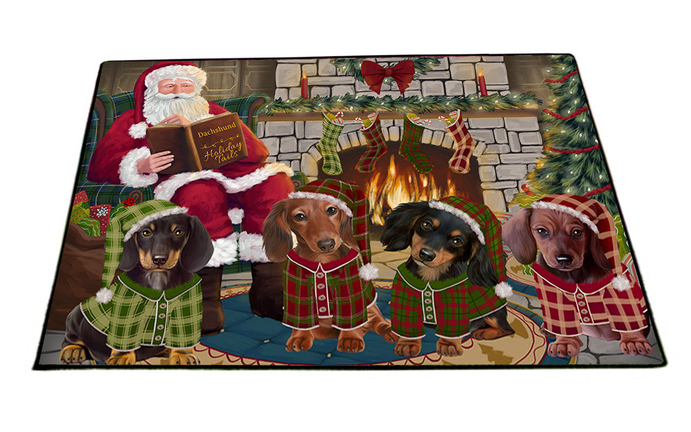 Christmas Cozy Holiday Tails Dachshunds Dog Floormat FLMS52650