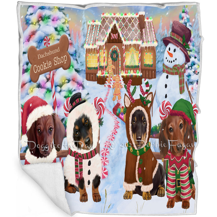 Holiday Gingerbread Cookie Shop Dachshunds Dog Blanket BLNKT124428