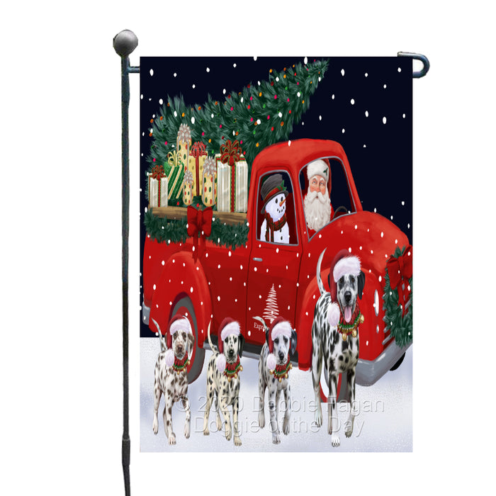 Christmas Express Delivery Red Truck Running Dalmatian Dogs Garden Flag GFLG66459