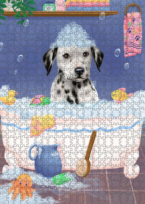 Rub A Dub Dog In A Tub Dalmatian Dog Portrait Jigsaw Puzzle for Adults Animal Interlocking Puzzle Game Unique Gift for Dog Lover's with Metal Tin Box PZL276