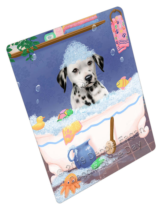 Rub A Dub Dog In A Tub Dalmatian Dog Cutting Board - For Kitchen - Scratch & Stain Resistant - Designed To Stay In Place - Easy To Clean By Hand - Perfect for Chopping Meats, Vegetables