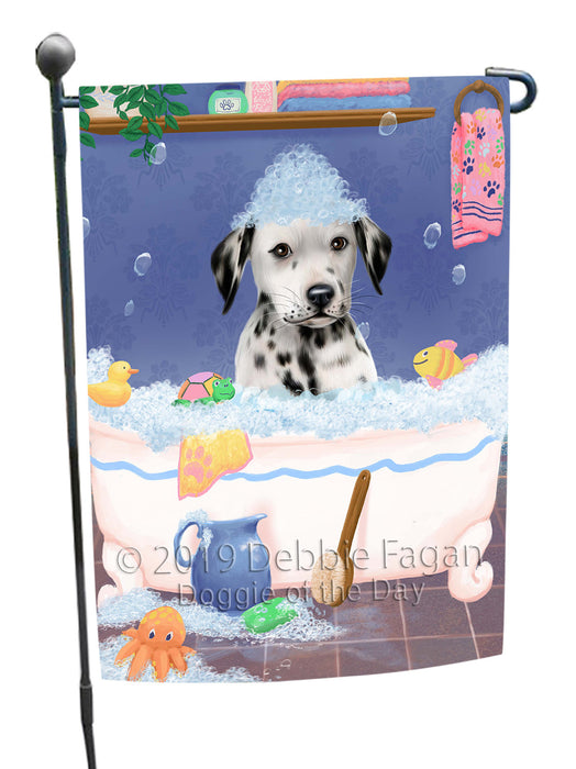 Rub A Dub Dog In A Tub Dalmatian Dog Garden Flag GFLG66220