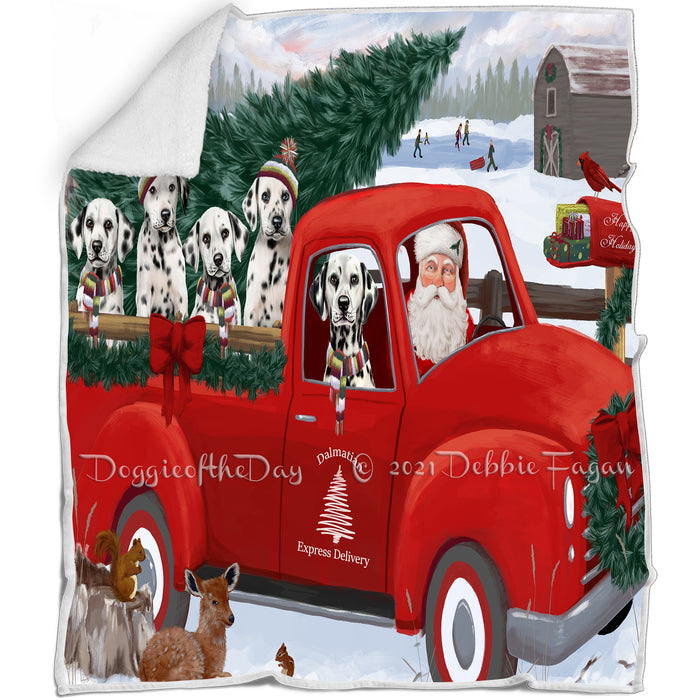 Christmas Santa Express Delivery Red Truck Dalmatians Dog Family Blanket BLNKT112665