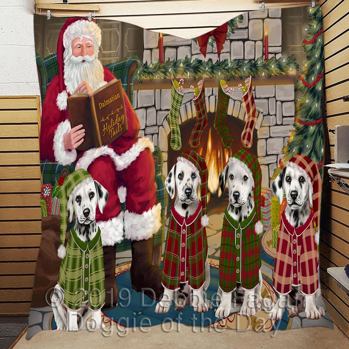 Christmas Cozy Holiday Fire Tails Dalmatian Dogs Quilt