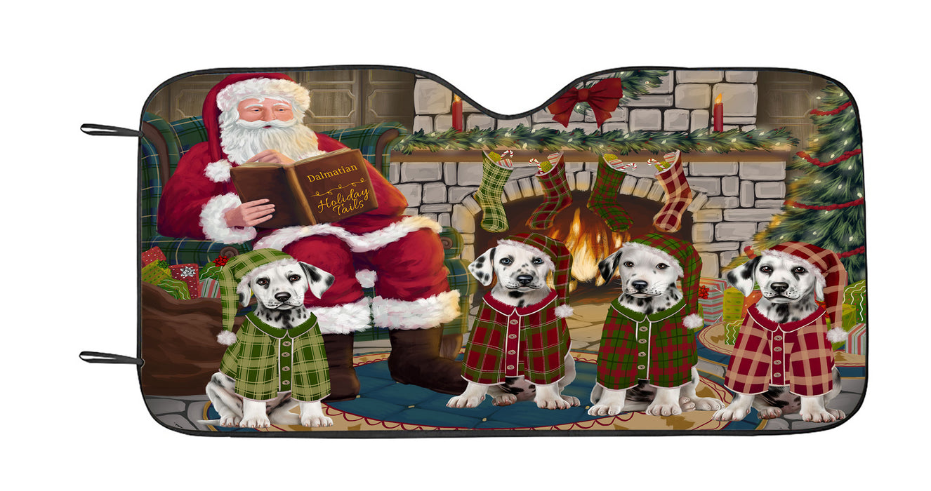 Christmas Cozy Holiday Fire Tails Dalmatian Dogs Car Sun Shade