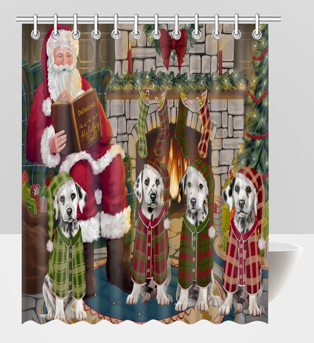 Christmas Cozy Holiday Fire Tails Dalmatian Dogs Shower Curtain
