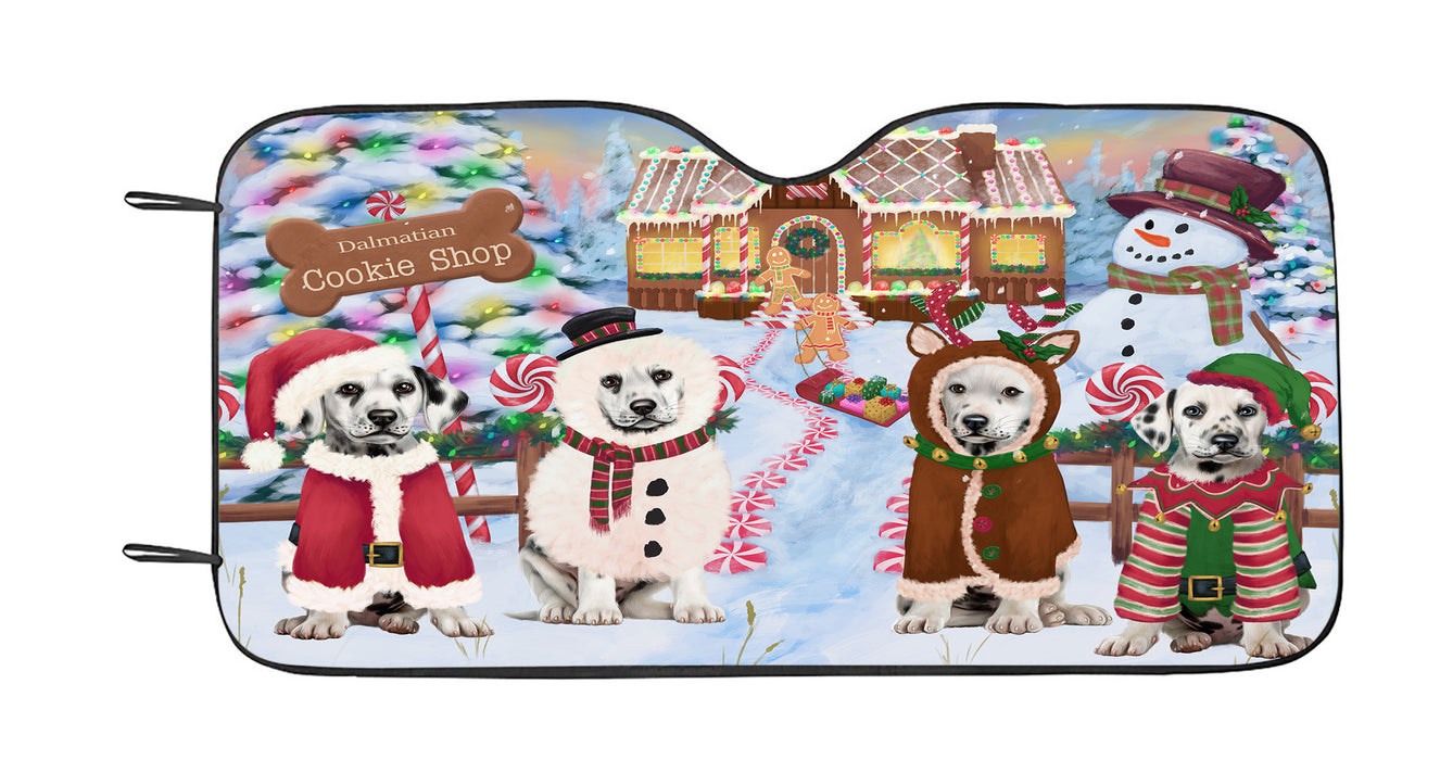 Holiday Gingerbread Cookie Dalmatian Dogs Car Sun Shade