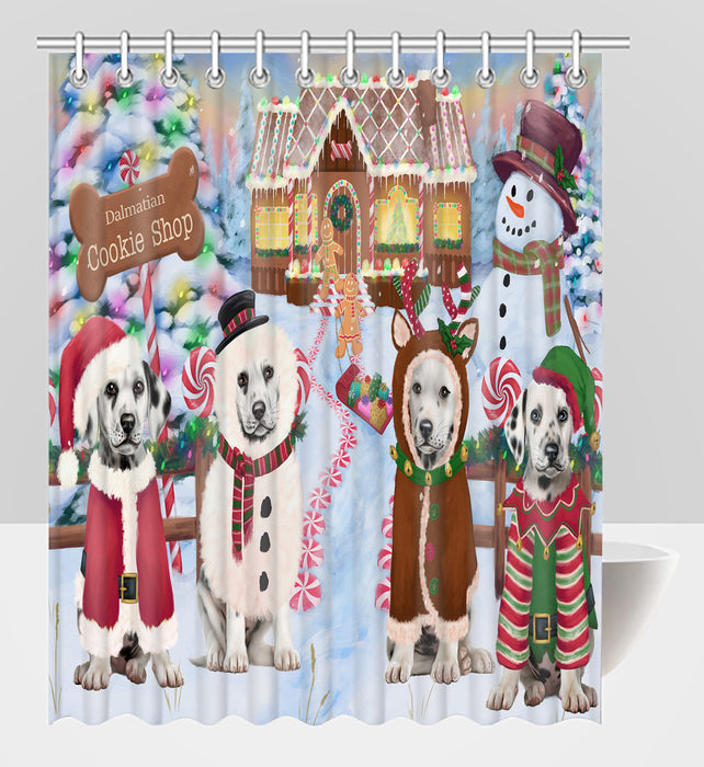 Holiday Gingerbread Cookie Dalmatian Dogs Shower Curtain