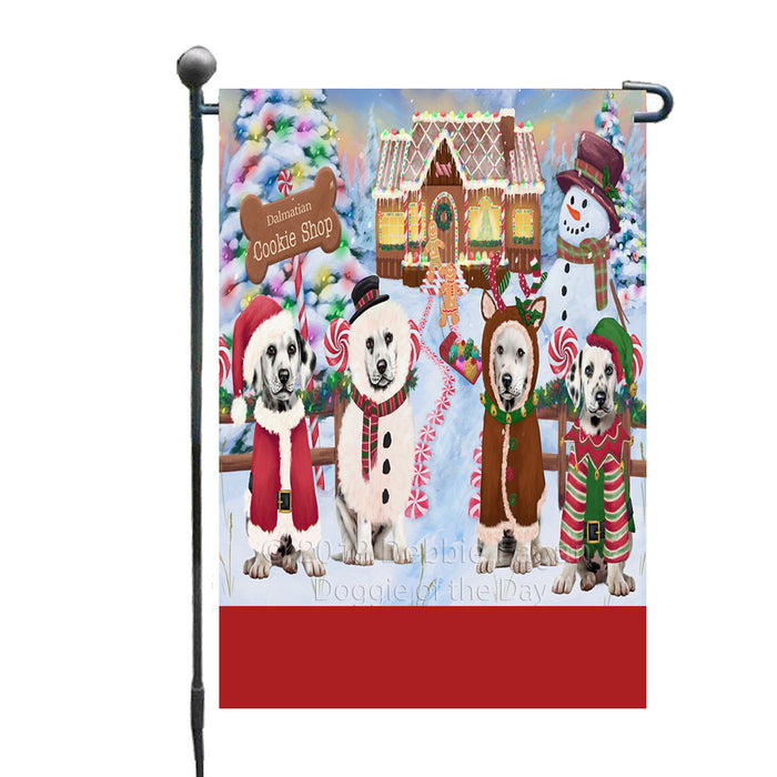 Personalized Holiday Gingerbread Cookie Shop Dalmatian Dogs Custom Garden Flags GFLG-DOTD-A59202
