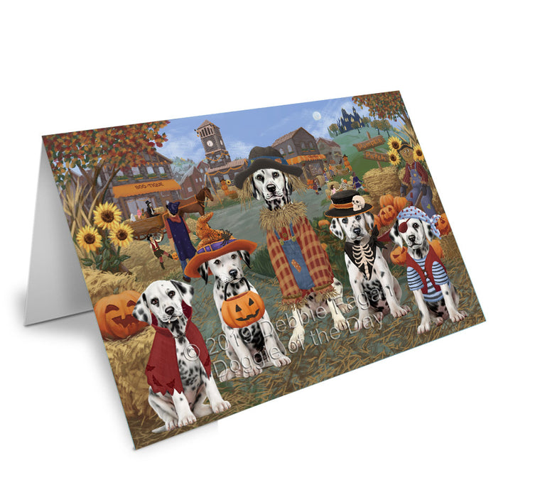 Halloween 'Round Town Dalmatian Dogs Handmade Artwork Assorted Pets Greeting Cards and Note Cards with Envelopes for All Occasions and Holiday Seasons GCD77825