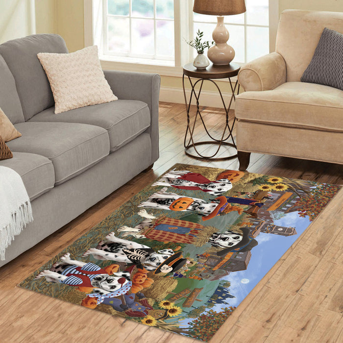 Halloween 'Round Town and Fall Pumpkin Scarecrow Both Dalmatian Dogs Area Rug