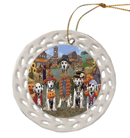 Halloween 'Round Town Dalmatian Dogs Ceramic Doily Ornament DPOR57493