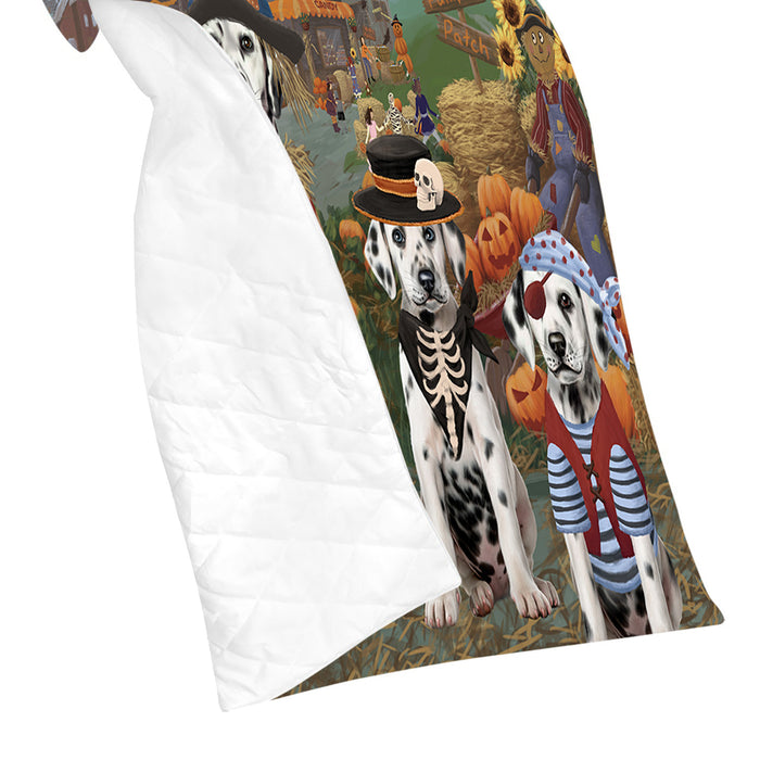 Halloween 'Round Town and Fall Pumpkin Scarecrow Both Dalmatian Dogs Quilt