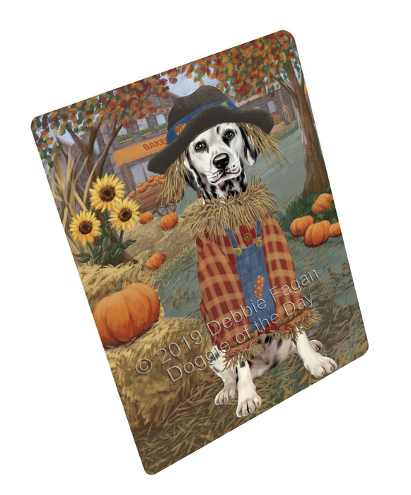 Halloween 'Round Town And Fall Pumpkin Scarecrow Both Dalmatian Dogs Cutting Board C77296
