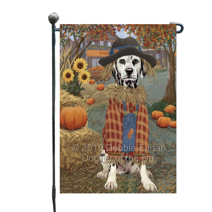 Halloween 'Round Town And Fall Pumpkin Scarecrow Both Dalmatian Dogs Garden Flag GFLG65655