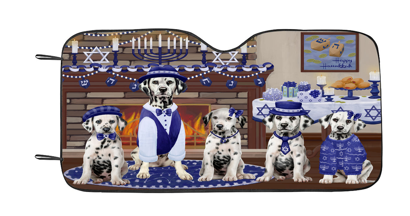 Happy Hanukkah Family Dalmatian Dogs Car Sun Shade