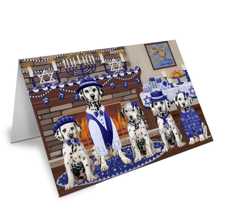 Happy Hanukkah Family Dalmatian Dogs Handmade Artwork Assorted Pets Greeting Cards and Note Cards with Envelopes for All Occasions and Holiday Seasons GCD78194