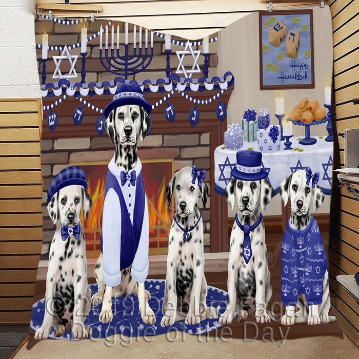 Happy Hanukkah Family and Happy Hanukkah Both Dalmatian Dogs Quilt