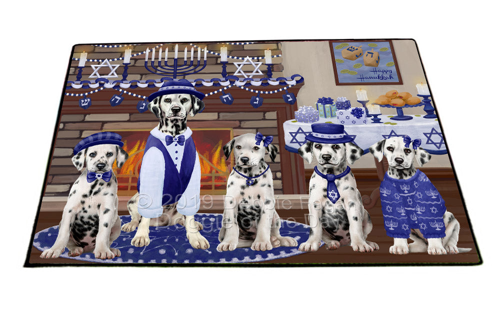 Happy Hanukkah Family and Happy Hanukkah Both Dalmatian Dogs Floormat FLMS54110