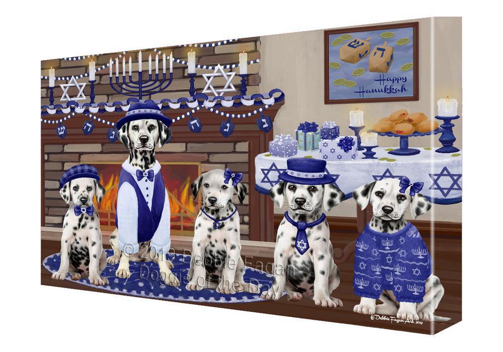 Happy Hanukkah Family and Happy Hanukkah Both Dalmatian Dogs Canvas Print Wall Art Décor CVS141137