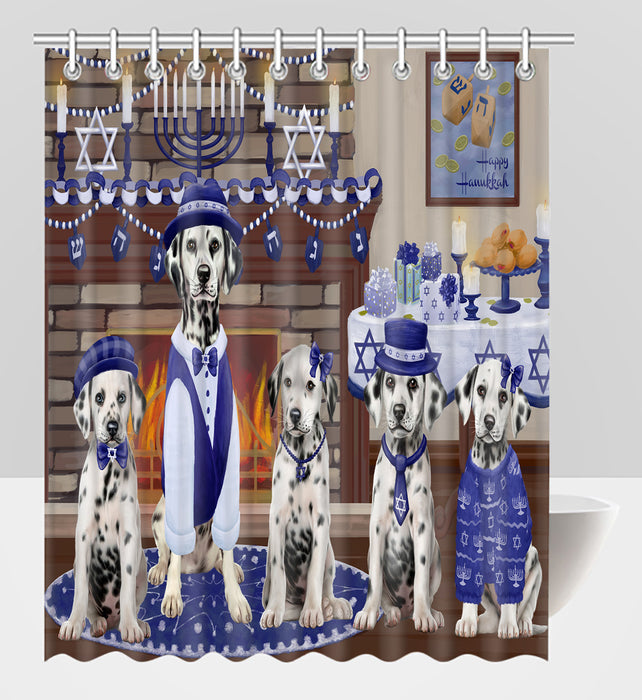 Happy Hanukkah Family Dalmatian Dogs Shower Curtain
