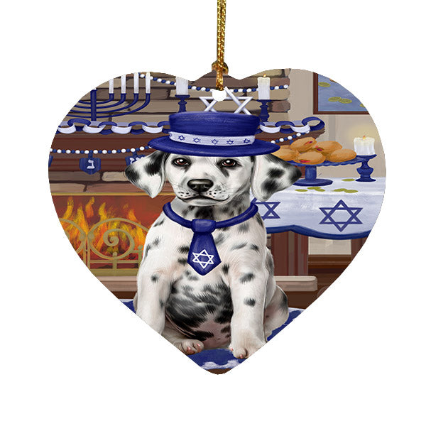 Happy Hanukkah Dalmatian Dog Heart Christmas Ornament HPOR57672