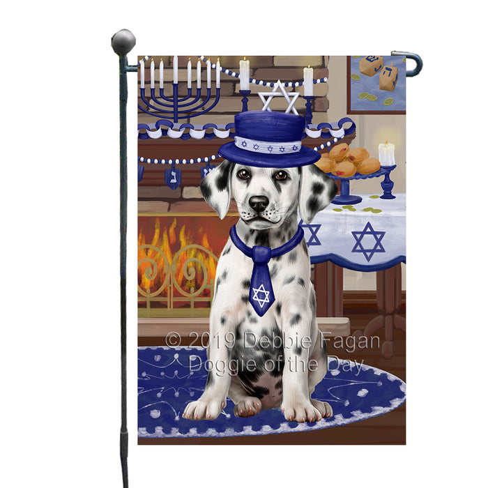 Happy Hanukkah Family and Happy Hanukkah Both Dalmatian Dog Garden Flag GFLG65716