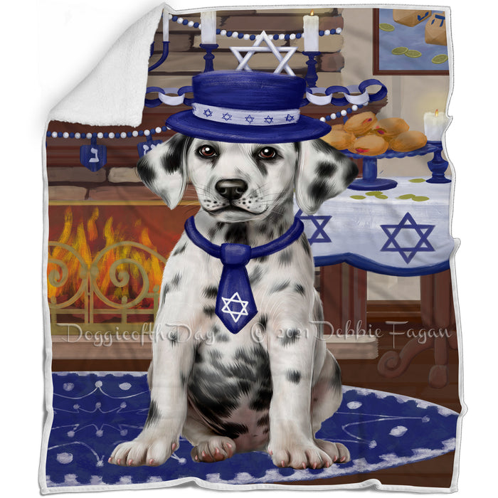 Happy Hanukkah Family and Happy Hanukkah Both Dalmatian Dog Blanket BLNKT140006