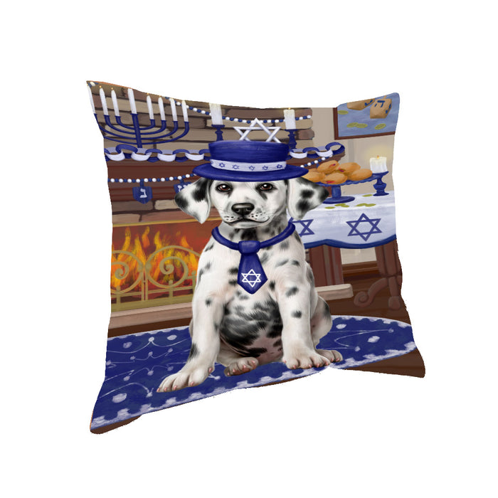 Happy Hanukkah Family and Happy Hanukkah Both Dalmatian Dog Pillow PIL83088