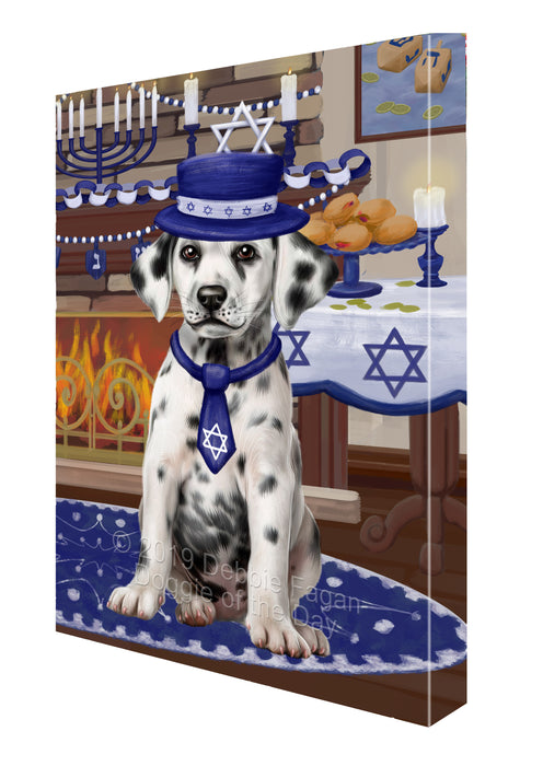 Happy Hanukkah Family and Happy Hanukkah Both Dalmatian Dog Canvas Print Wall Art Décor CVS140633