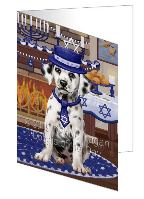 Happy Hanukkah Dalmatian Dog Handmade Artwork Assorted Pets Greeting Cards and Note Cards with Envelopes for All Occasions and Holiday Seasons GCD78362