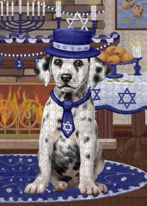 Happy Hanukkah Family and Happy Hanukkah Both Dalmatian Dog Puzzle with Photo Tin PUZL96996