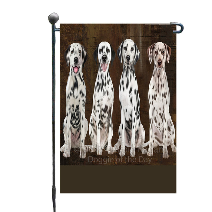 Personalized Rustic 4 Dalmatian Dogs Custom Garden Flag GFLG63346